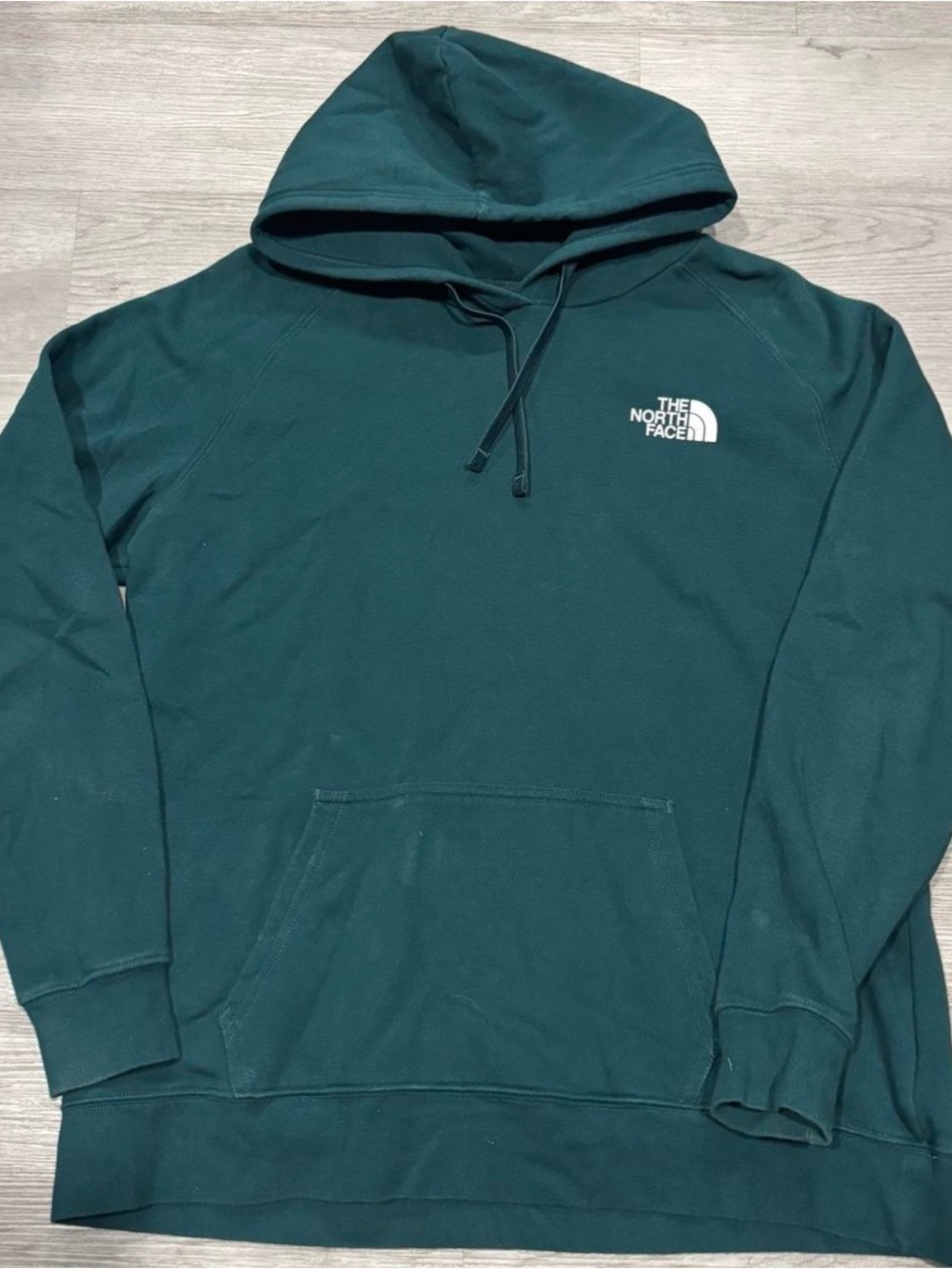 The North Face Deep Teal Pullover Hoodie with White Logo. Size XL.